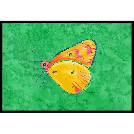 Carolines Treasures Butterfly Orange on Green Indoor Or Outdoor Doormat - 18 x 27 in. 8861MAT